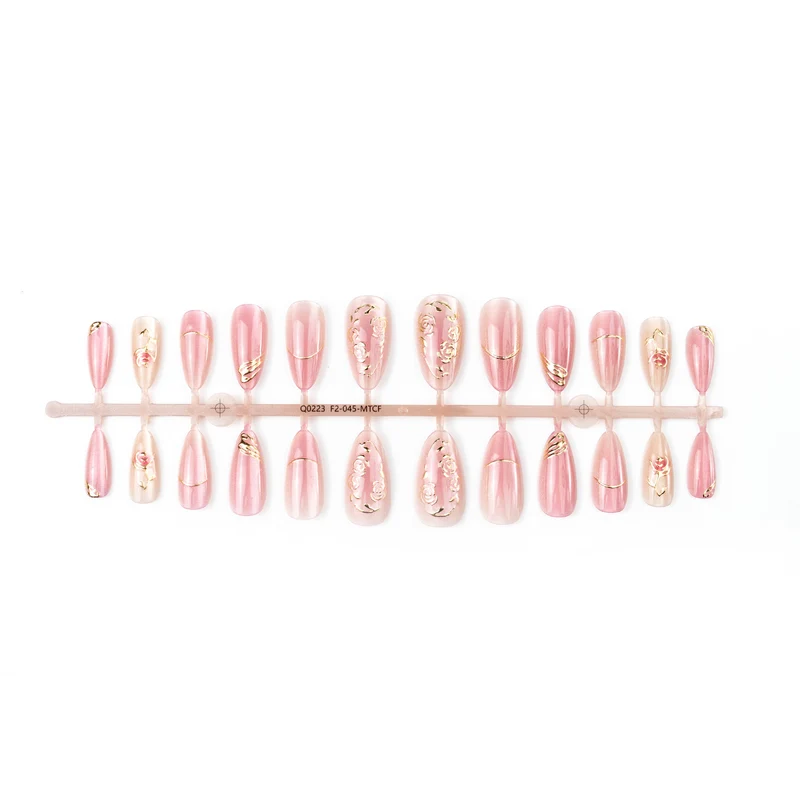 Künstlerisches, blumeninspiriertes Press-On-Nagelkunstset Brehn