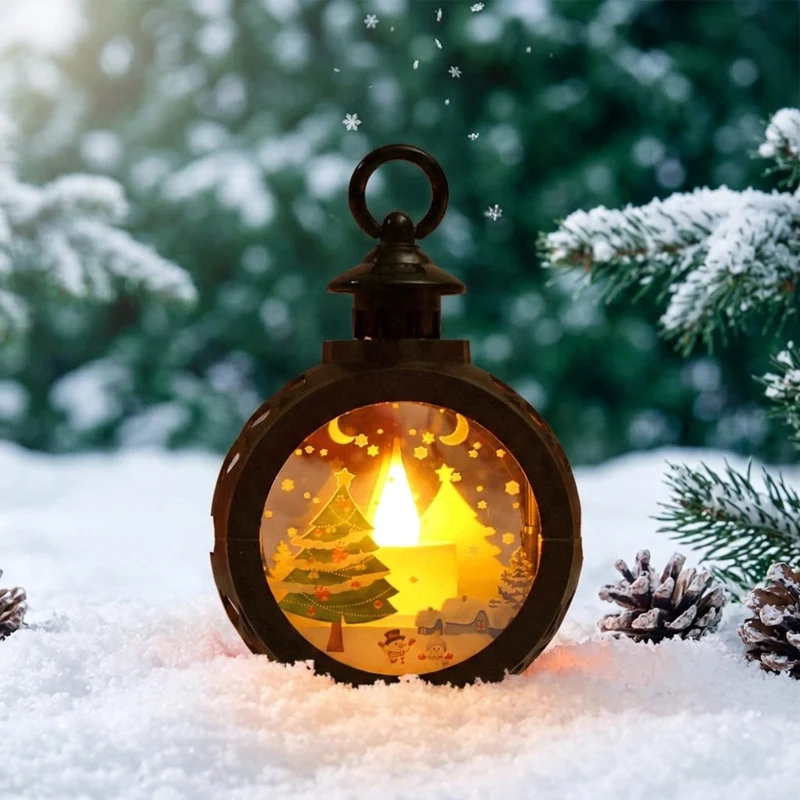 Weihnachtslaterne mit LED-Flamme und festlichem Design