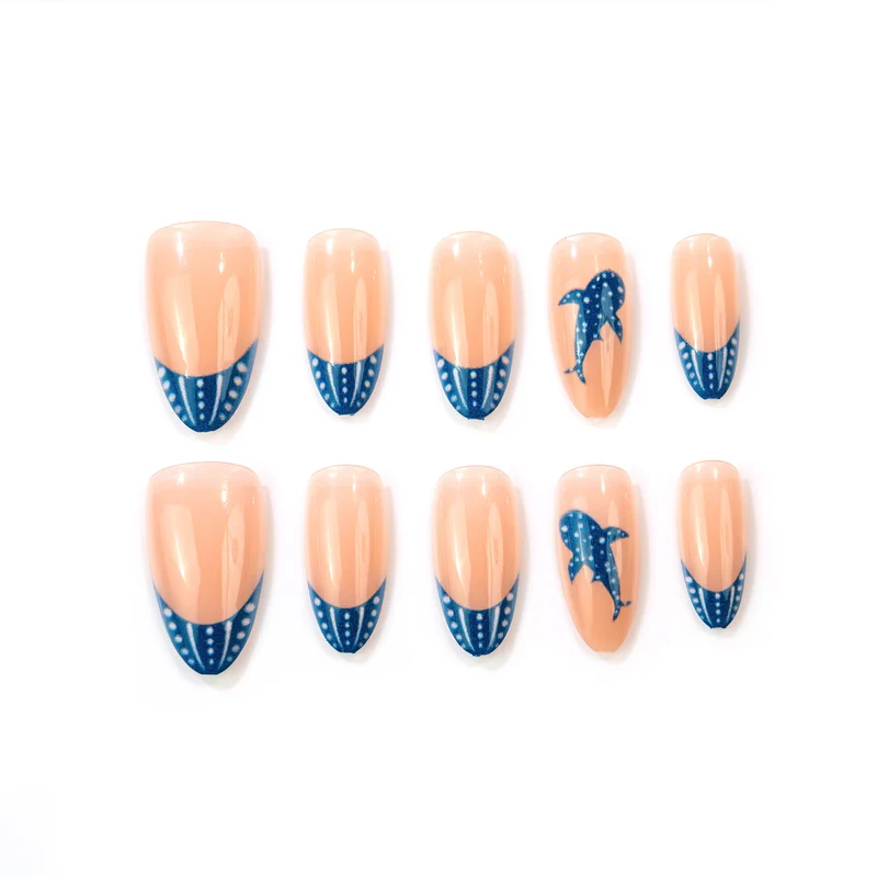 Künstlerisches Delfin-Themen Press-On Nagelkunst Set Brehn