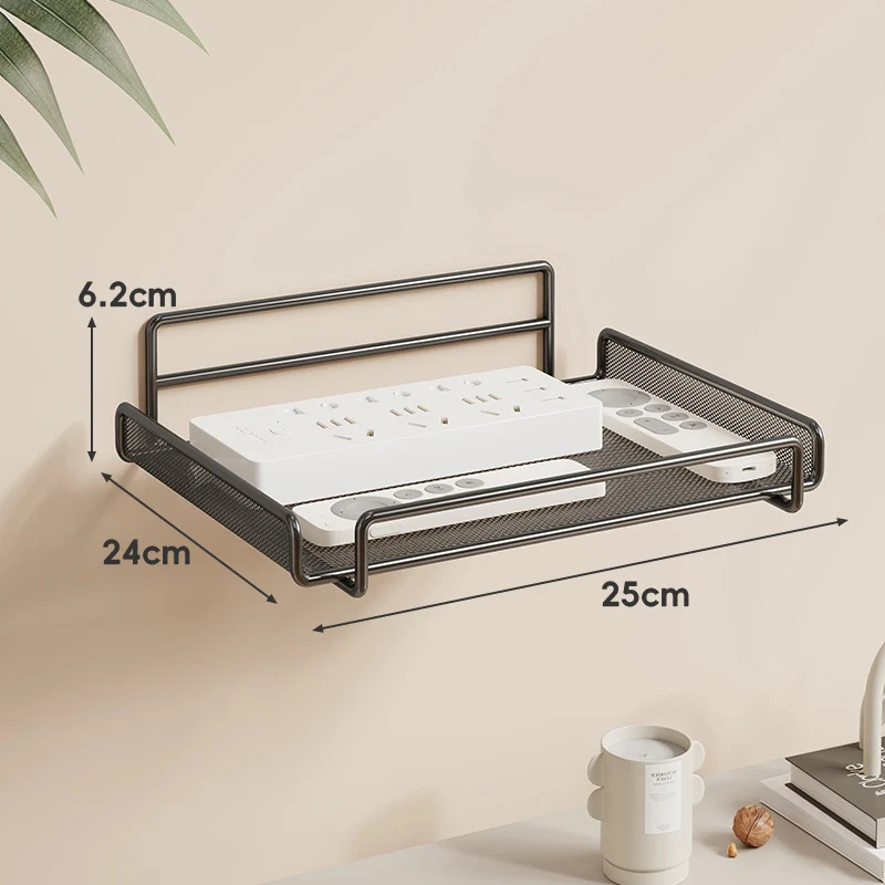 Wandmontierter Zwei-Ebenen Belüfteter Mesh Router und Power Strip Organizer