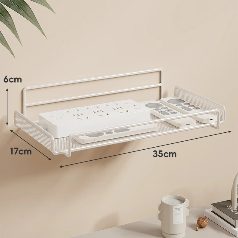 Wandmontierter Zwei-Ebenen Belüfteter Mesh Router und Power Strip Organizer