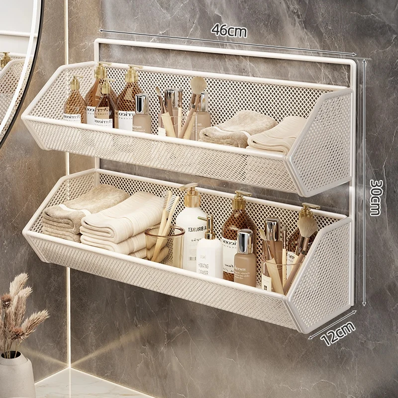 Wandmontierter Mesh-Badezimmer-Organizer-Regal
