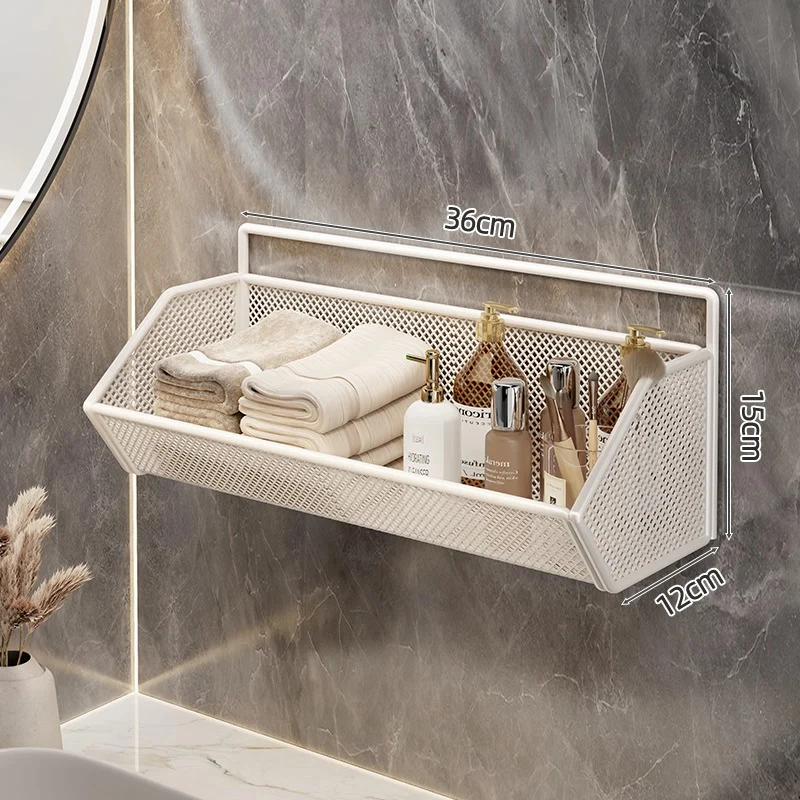 Wandmontierter Mesh-Badezimmer-Organizer-Regal