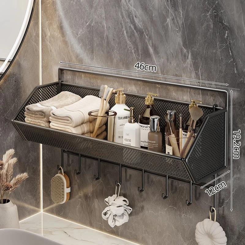 Wandmontierter Mesh-Badezimmer-Organizer-Regal