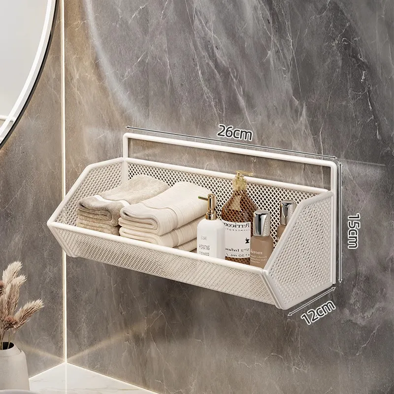 Wandmontierter Mesh-Badezimmer-Organizer-Regal