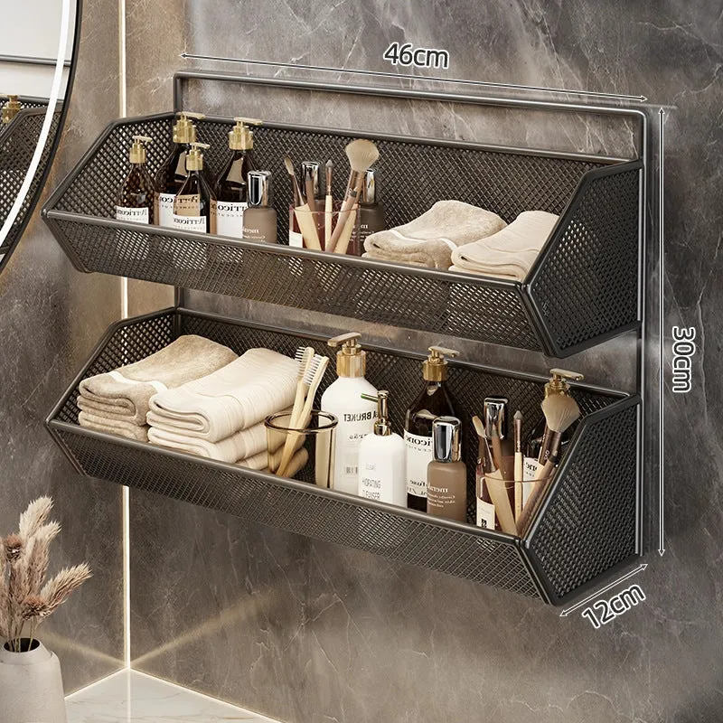 Wandmontierter Mesh-Badezimmer-Organizer-Regal