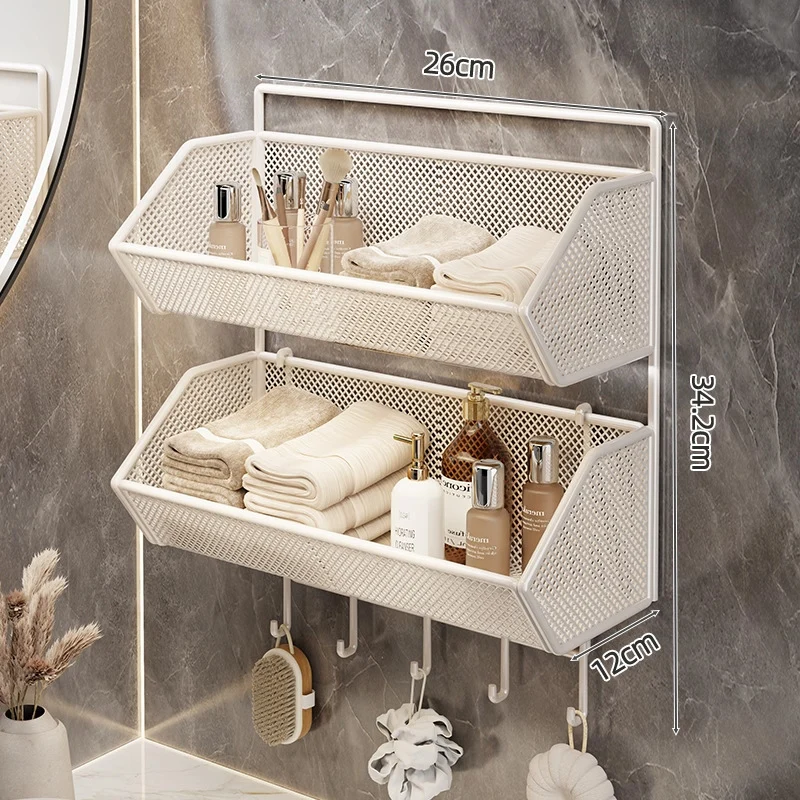 Wandmontierter Mesh-Badezimmer-Organizer-Regal