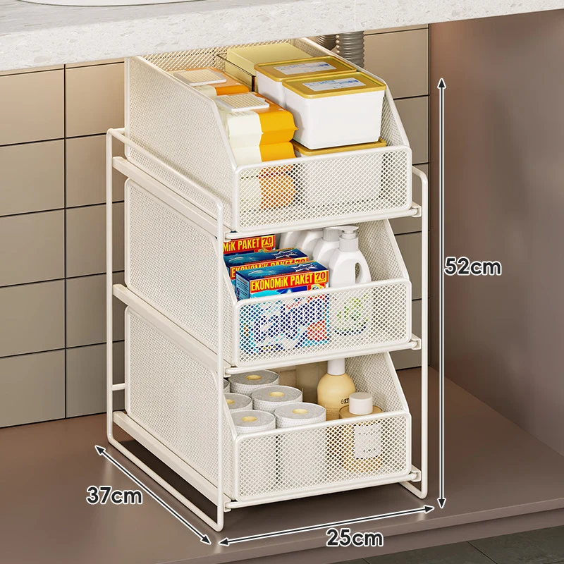 Vertikaler Mesh-Unter-Sink-Ausziehbarer Stauraum-Organizer-Turm