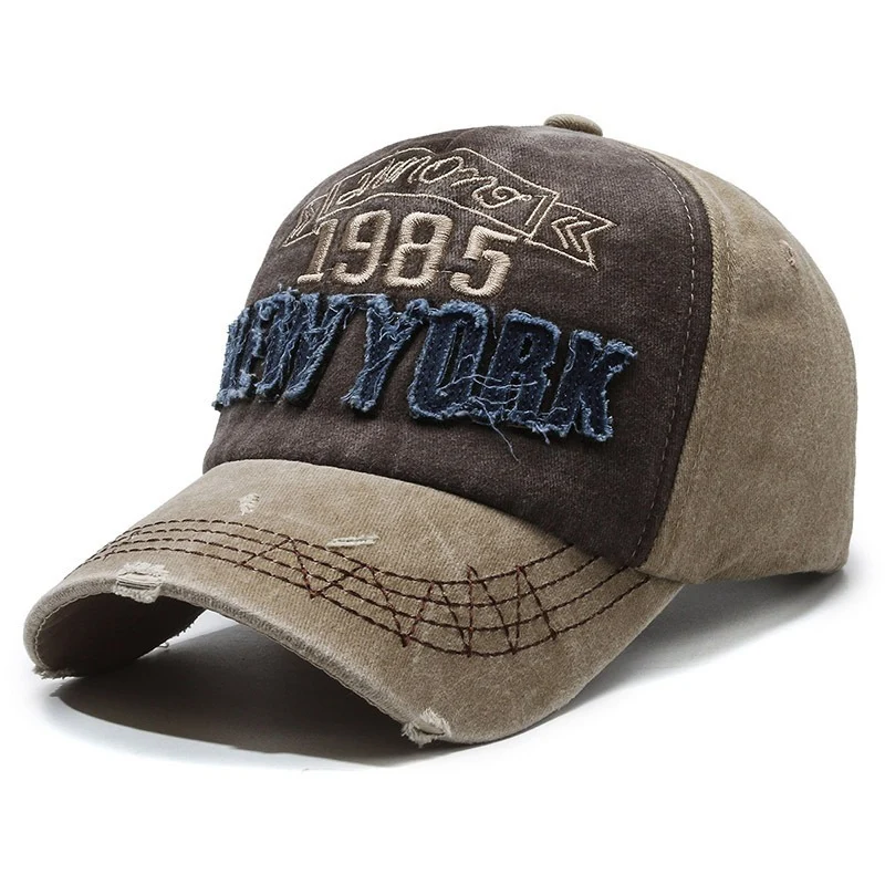 Herren Distressed Baumwoll-Baseballkappe mit Grafik Skanto