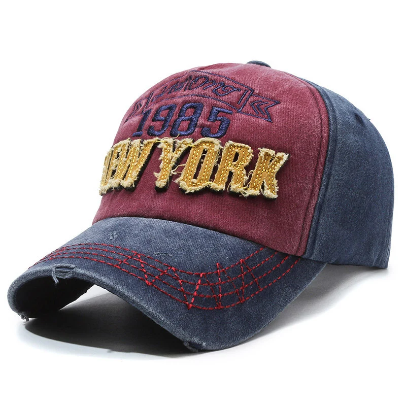 Herren Distressed Baumwoll-Baseballkappe mit Grafik Skanto