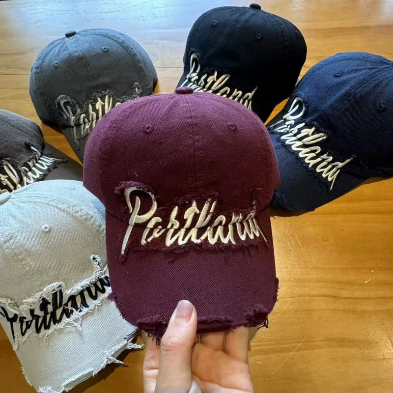 Unisex Distressed Baumwoll-Baseballkappe Skanto