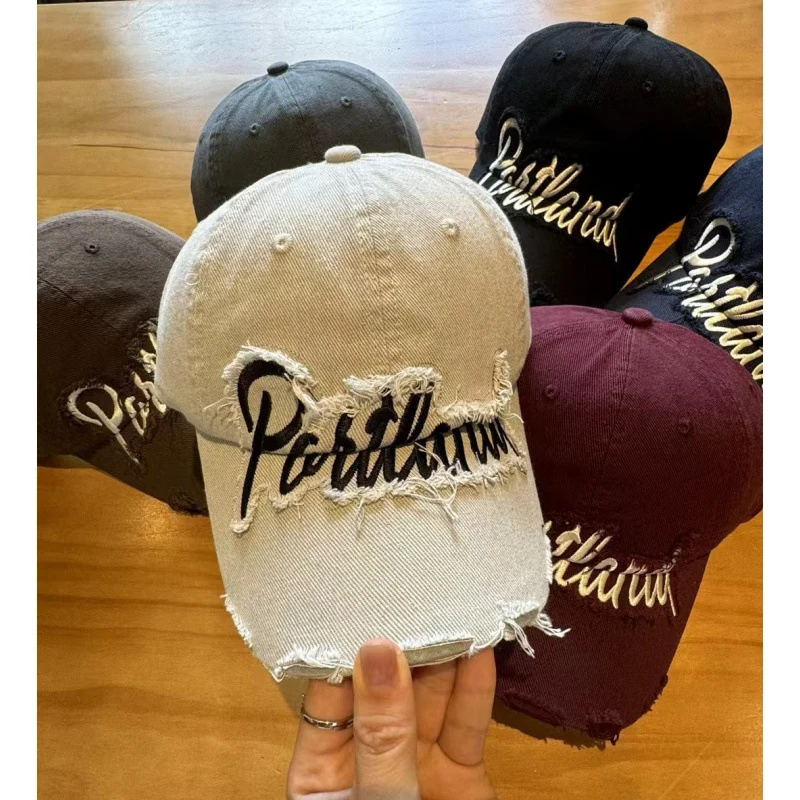 Unisex Distressed Baumwoll-Baseballkappe Skanto