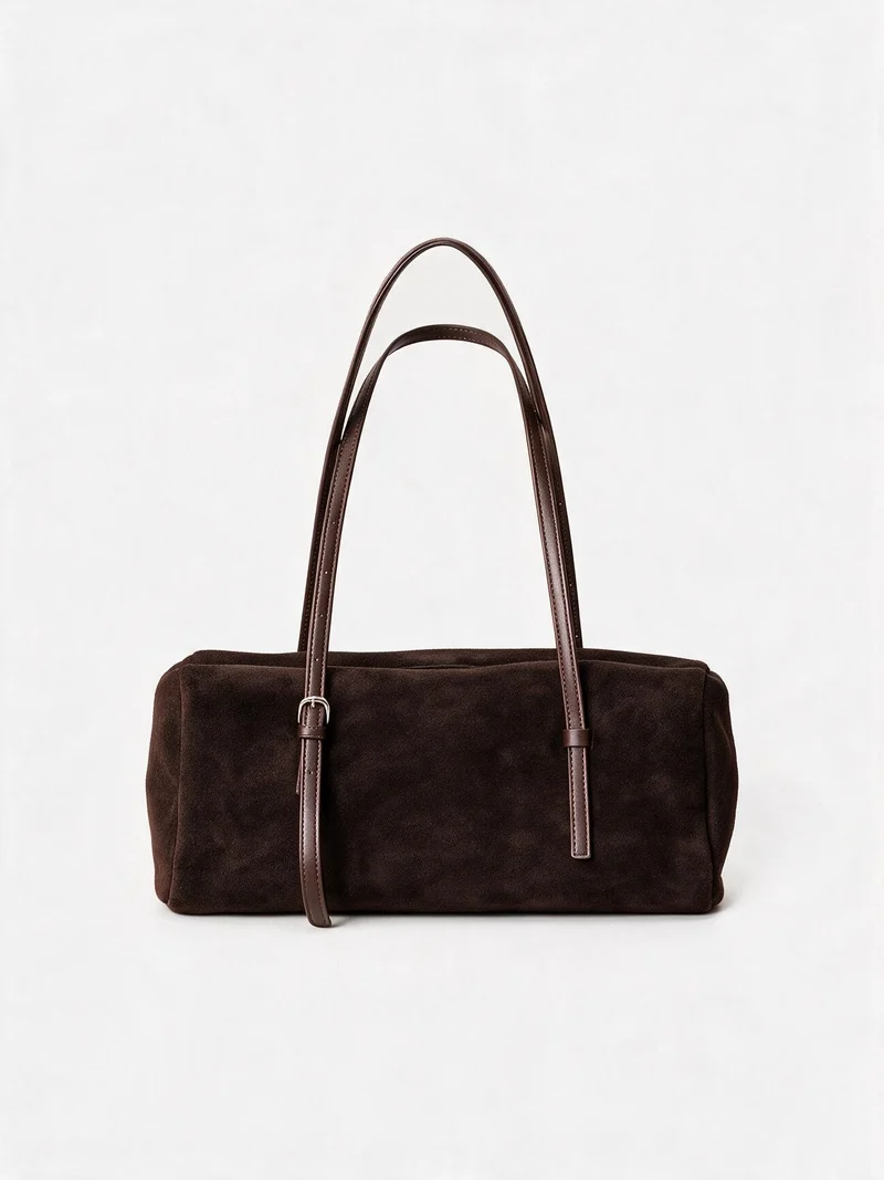 Lange-Träger Wildleder Box Tote Tasche