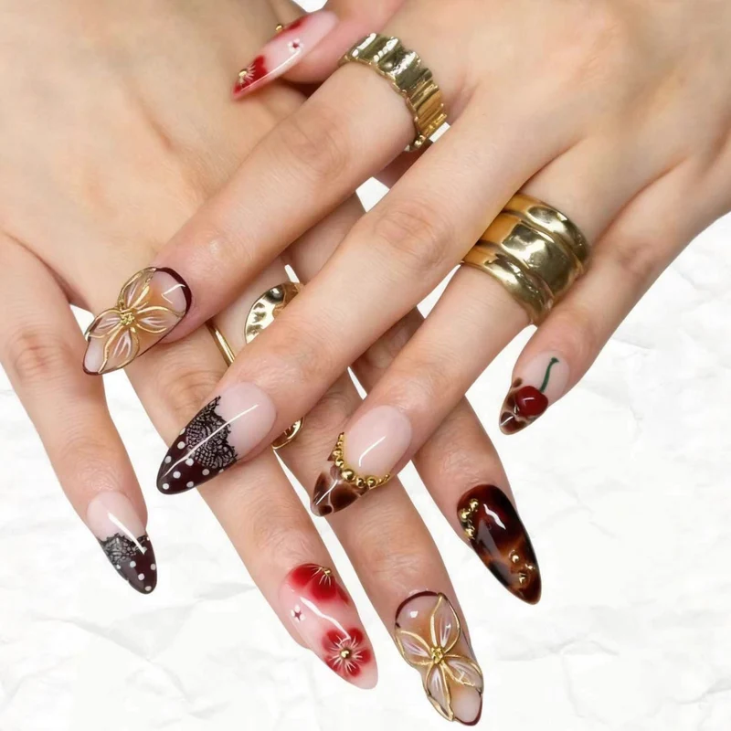 Künstlerische Kirschblüten Nail Art zum Aufkleben Brehn