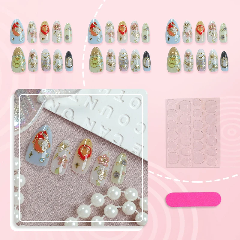 Artistic Character-Themed Press-On Nail Art Set Brehn