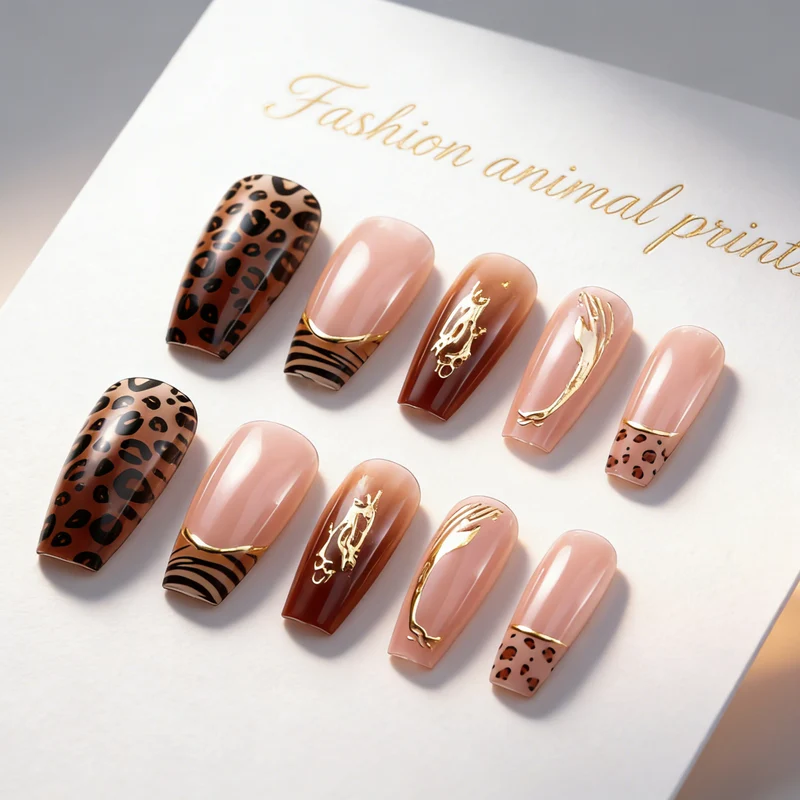 Animal Print Press-On Nail Art Set Brehn