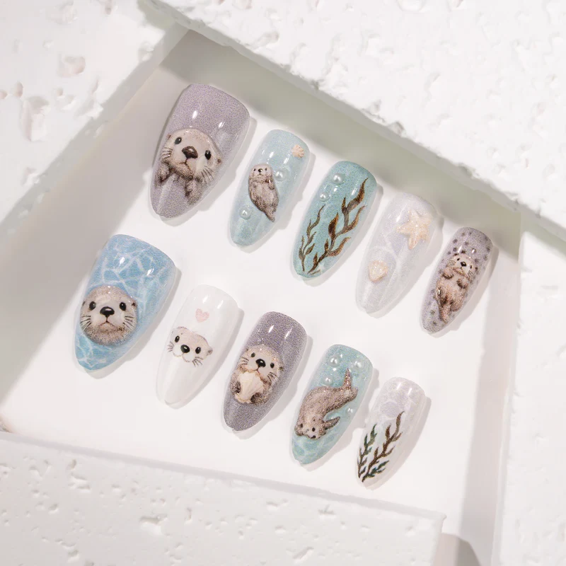 3D Tier-Themen Press-On Nagelkunst Set Brehn