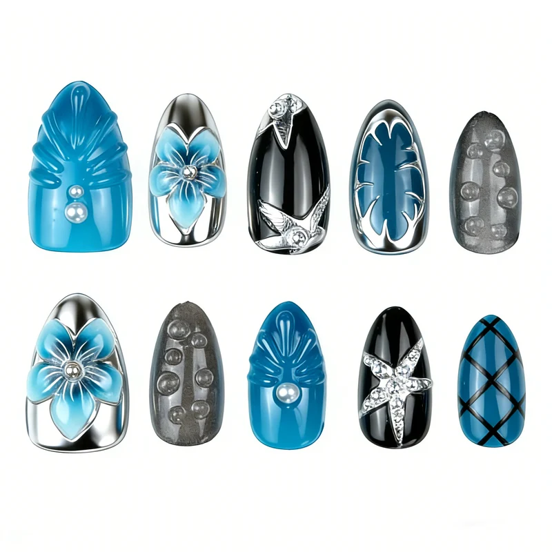 Künstlerisches Themen-Press-On-Nagelkunst-Set Brehn