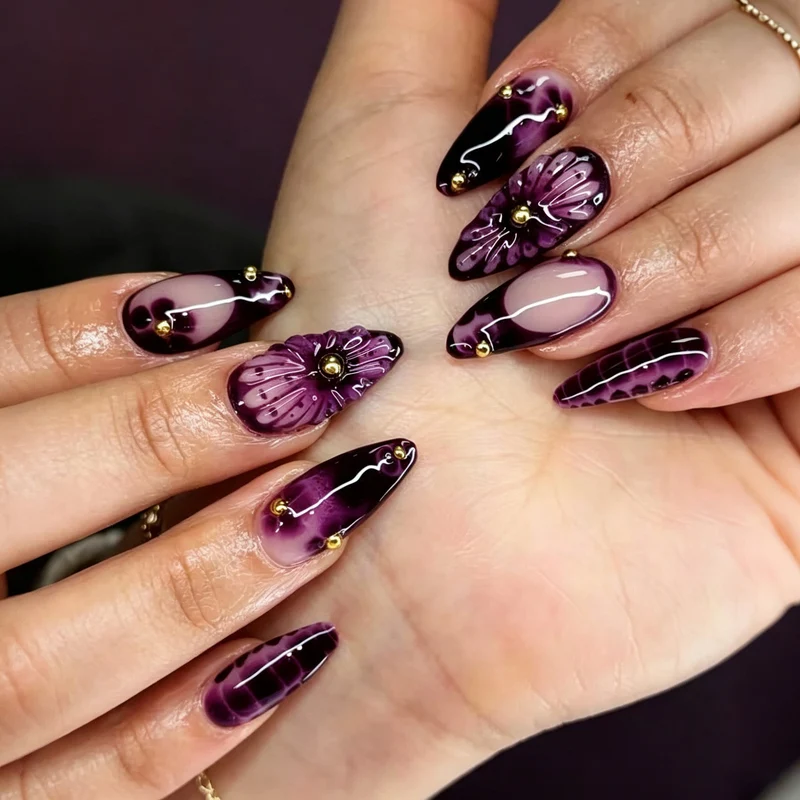 Künstlerisches Stiletto Press-On Nagelkunst-Set Brehn