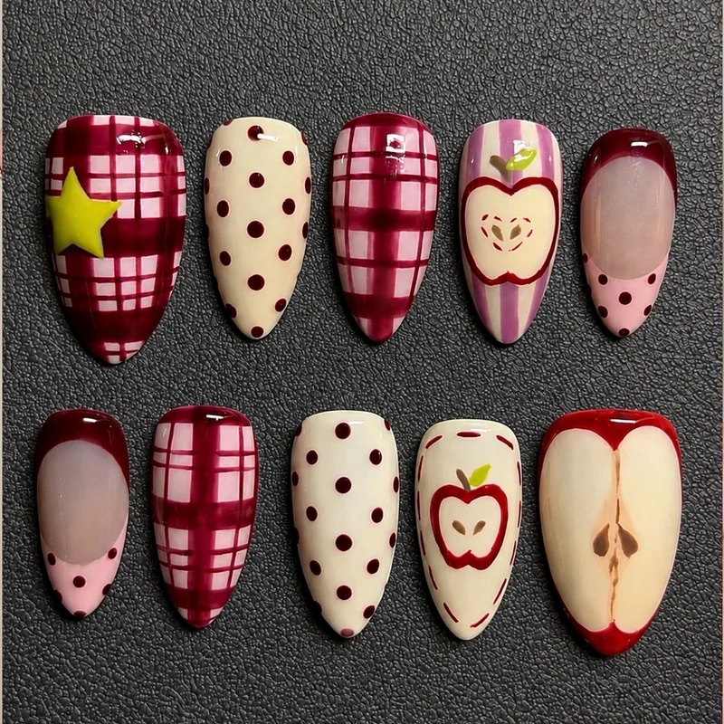 Stilvolles Kunstnagelset mit fröhlichen Obstmotiven Brehn