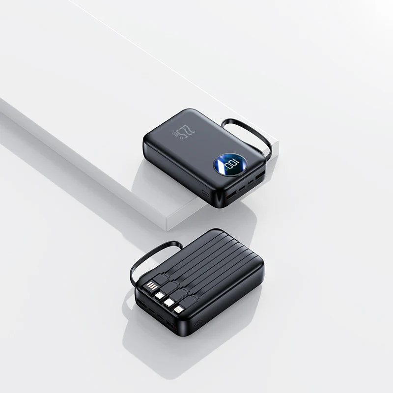 Tragbare Powerbank mit integrierter digitaler Kapazitätsanzeige und flexiblem Kabelmanagement Skanto