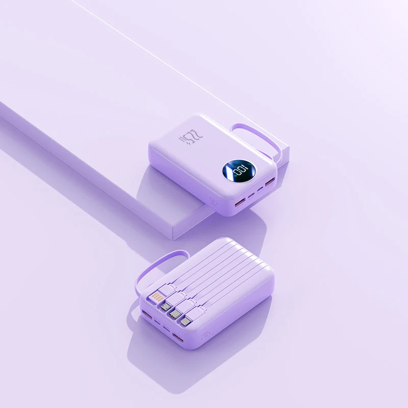 Tragbare Powerbank mit integrierter digitaler Kapazitätsanzeige und flexiblem Kabelmanagement Skanto