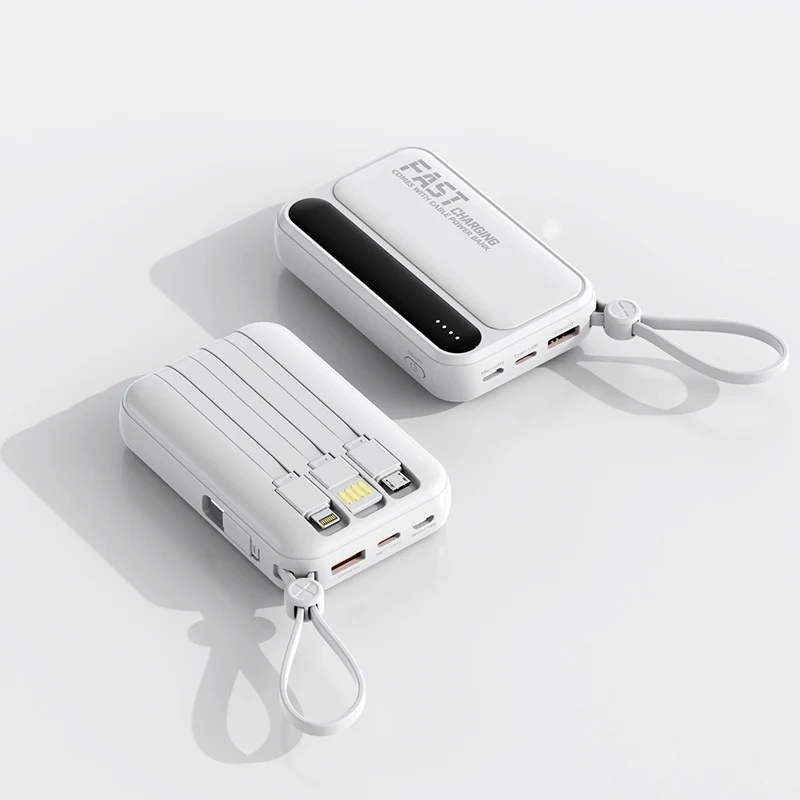 Tragbare Powerbank mit integrierten Schnellladeanschlüssen und Multifunktionskabel Skanto