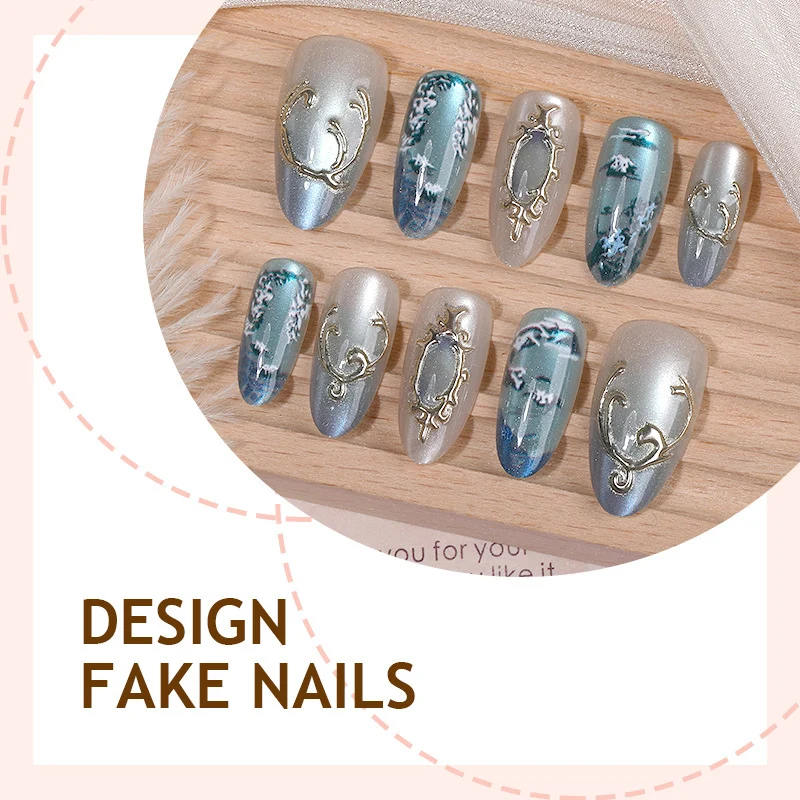 Luxus Kunstnagelset mit eleganten Glitzer- und 3D-Elementen Brehn