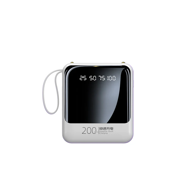 Tragbare Powerbank mit LED-Statusanzeige und integriertem Kabelsystem Skanto