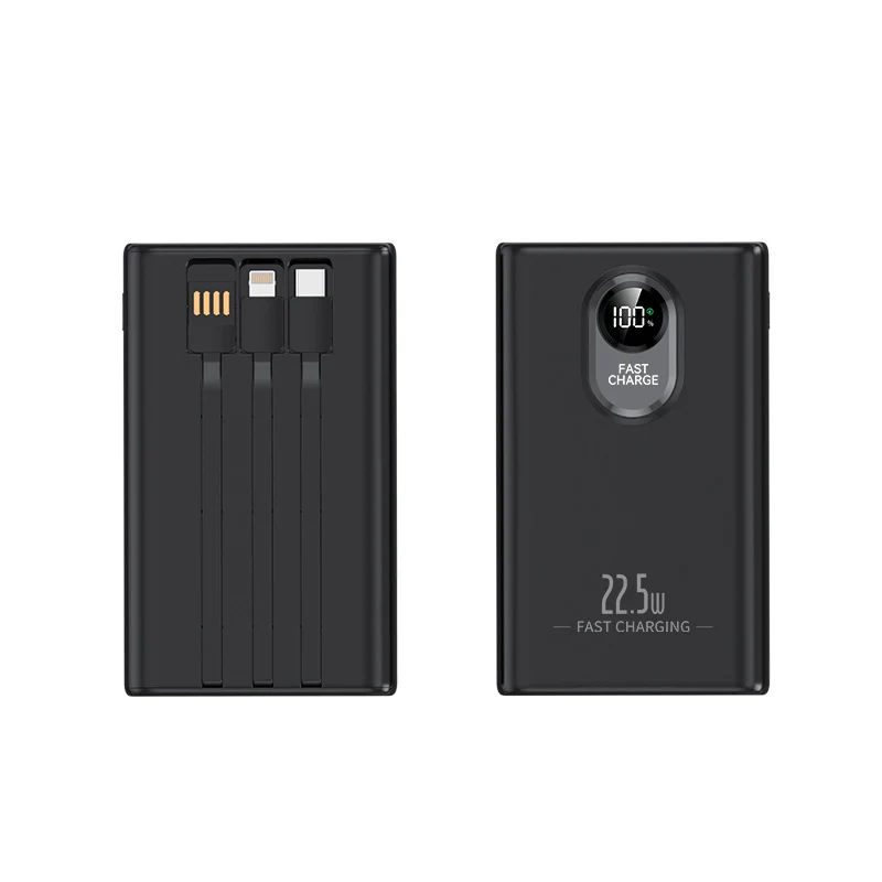 Tragbare Powerbank mit integriertem Multifunktions-Ladekabel und LCD-Bildschirm Skanto