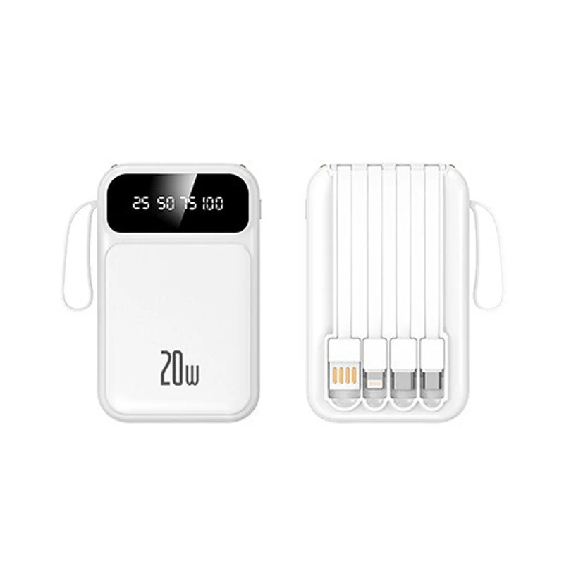 Tragbare Powerbank mit integriertem Multifunktions-Ladekabel und Digitalanzeige Skanto