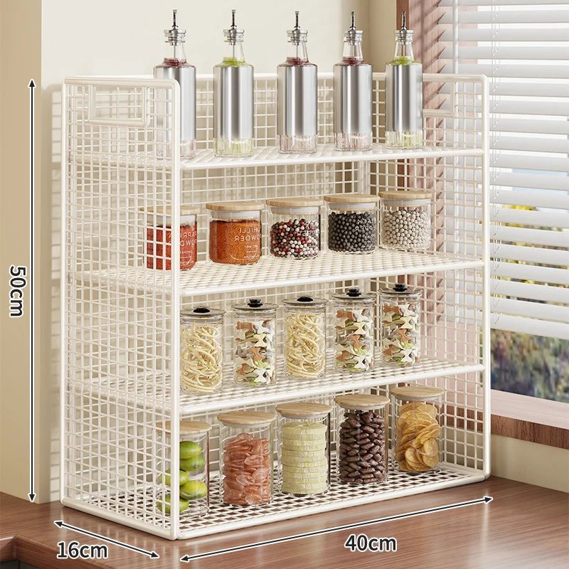 Kompakter zweistufiger Metallgitter-Theken-Gewürz- und Vorratsglas-Organizer