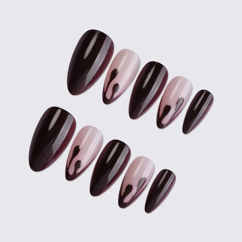 Kunstnagelset mit stilvollem Schwarz-Rosa Design Brehn