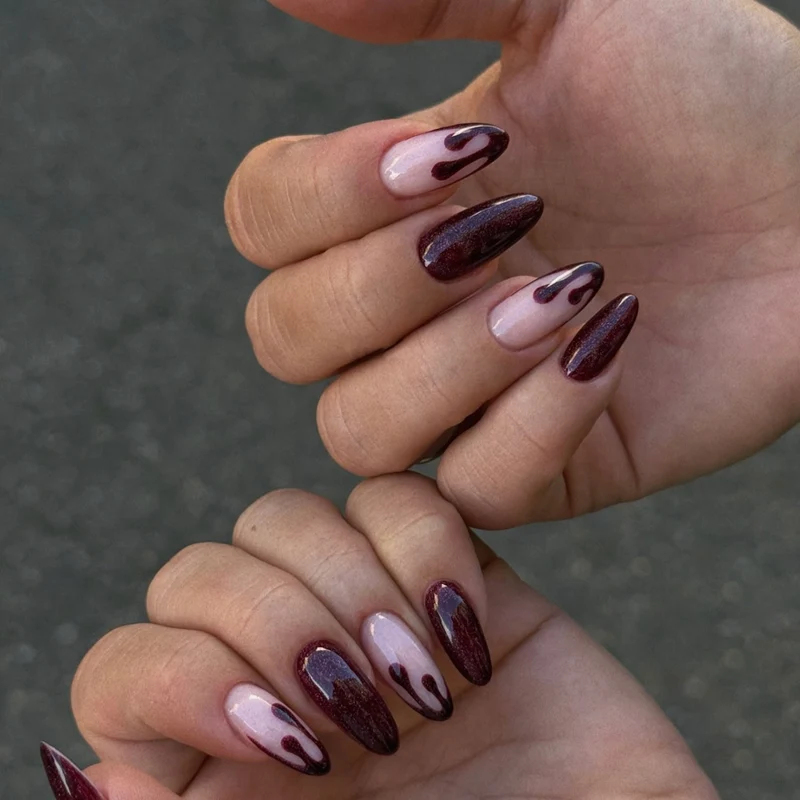 Kunstnagelset mit stilvollem Schwarz-Rosa Design Brehn