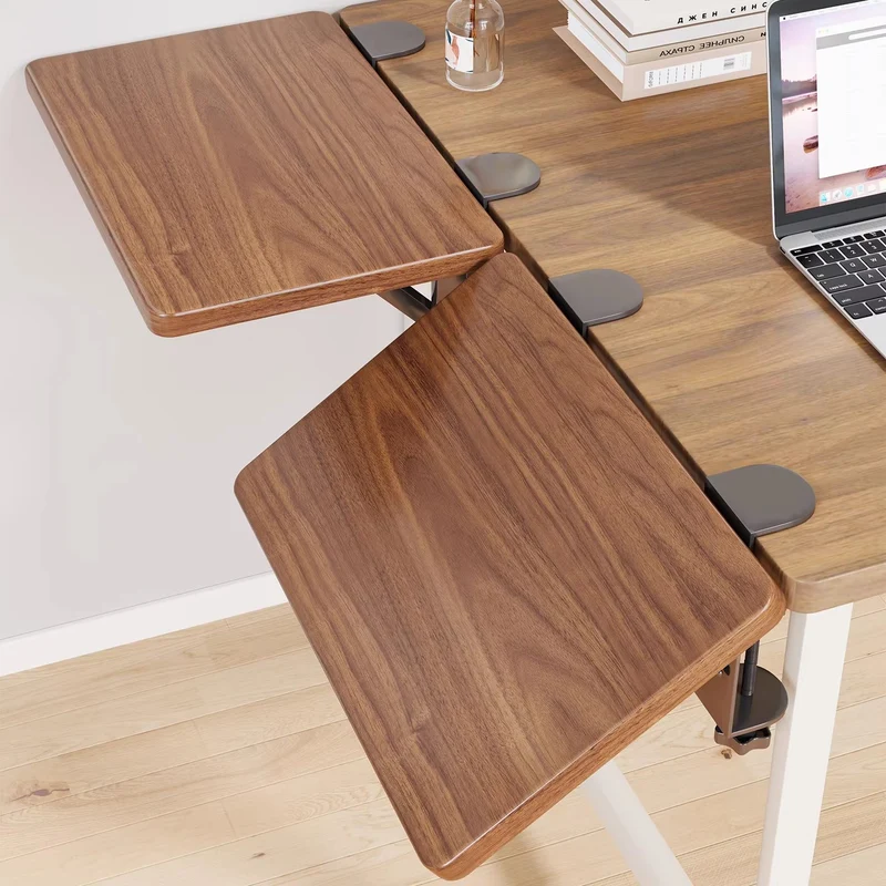Clamp-On Dual-Tier Verstellbare Holz Schreibtisch Seitenregal Erweiterung