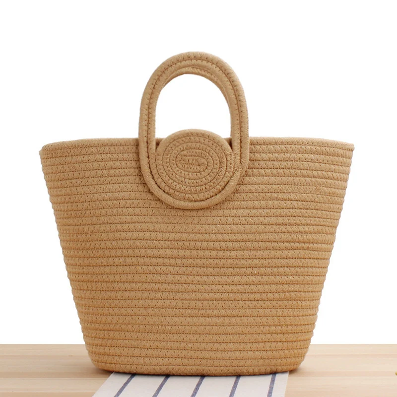 Stilvolle Strandtasche mit bunter Pompon-Dekoration Skanto