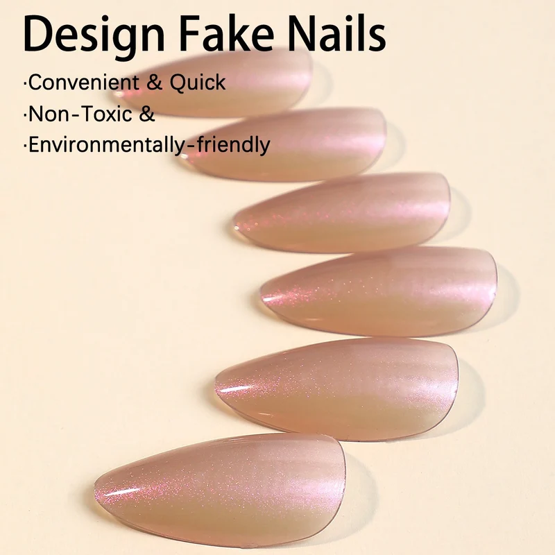 Kunstnagelset mit schimmerndem Design und eleganten Formen Brehn