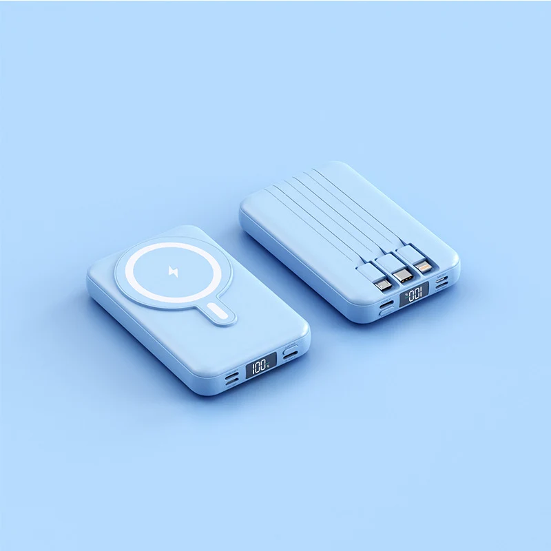 Tragbare Powerbank mit kabelloser Ladefunktion und digitalem Display Skanto