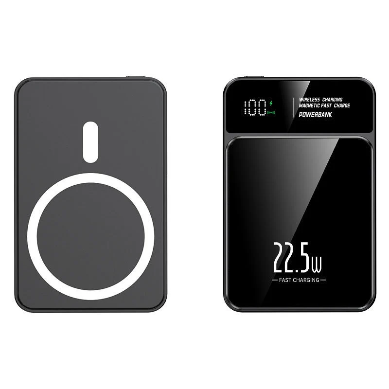 Tragbare Powerbank mit kabelloser Ladefunktion und digitaler Temperaturanzeige Skanto