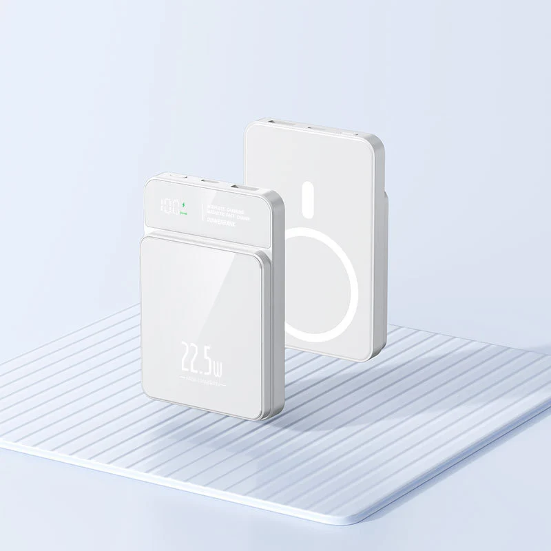 Tragbare Powerbank mit kabelloser Ladefunktion und digitaler Temperaturanzeige Skanto