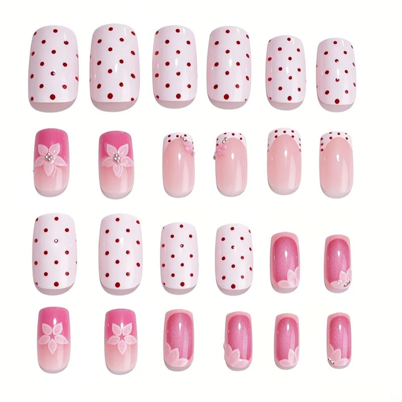 Kunstnagelset mit romantischem Blumen-Design Brehn