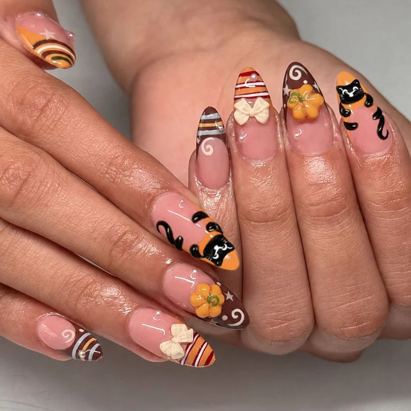 Kunstnagelset mit kreativen Halloween-Motiven Brehn