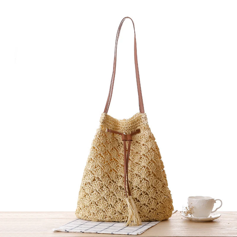 Trendige Korbtasche mit Lederdetails Skanto