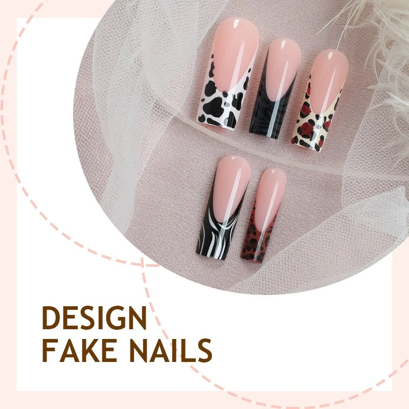 Kunstnagelset mit modischen Tier- und Farbverlauf-Designs Brehn
