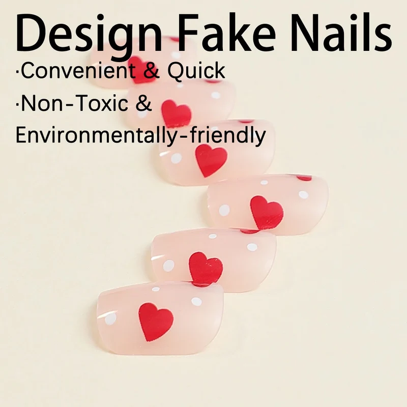 Kunstnagelset mit verspieltem Herzdesign Brehn