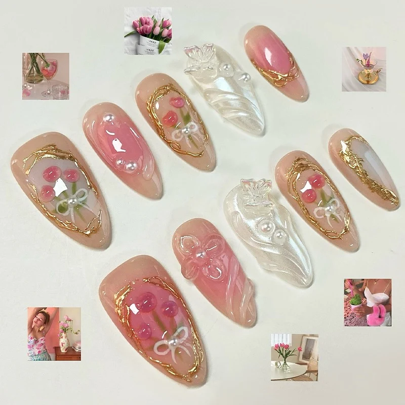 Kunstnagelset mit stilvollen Verzierungen und verspieltem Design Brehn