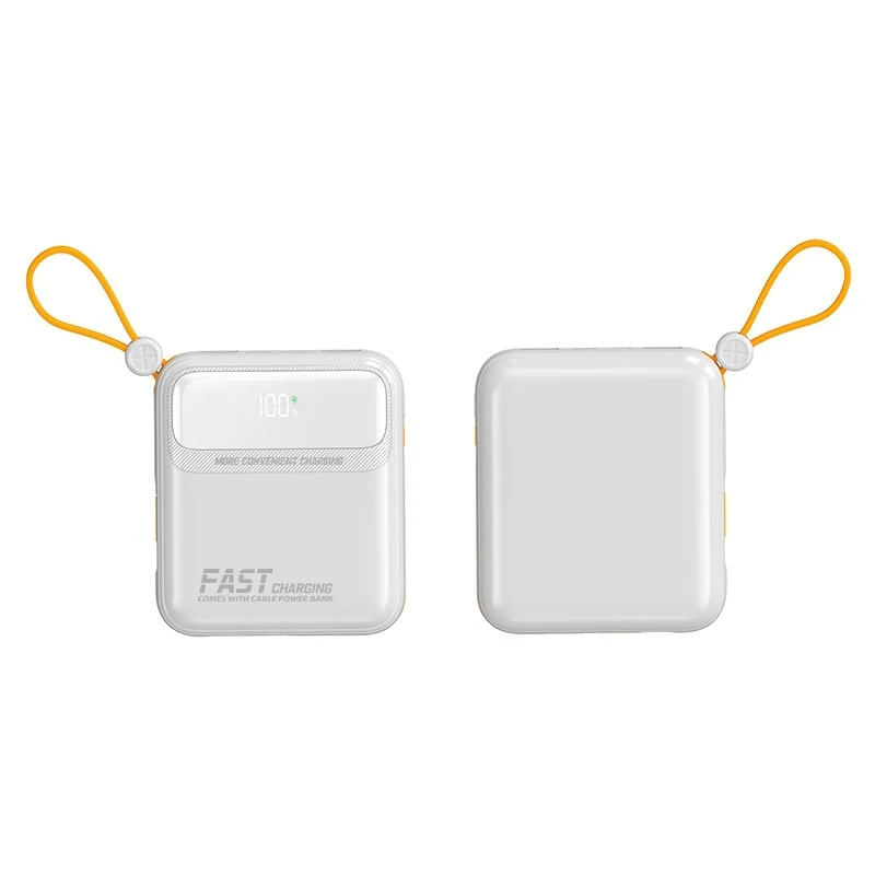 Tragbare Powerbank mit integriertem Ladekabel und Digitalanzeige Skanto