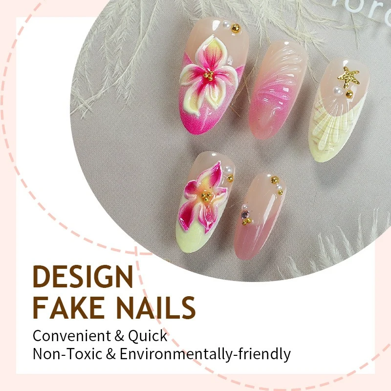 Kunstnagelset mit floralen 3D-Designs Brehn