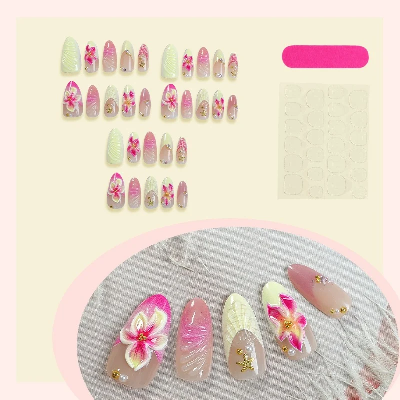 Kunstnagelset mit floralen 3D-Designs Brehn