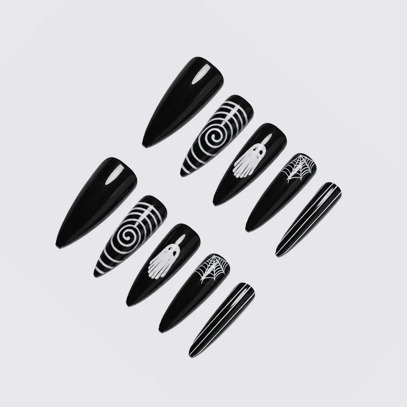 Kunstnagelset mit stilvollen Halloween-Motiven Brehn